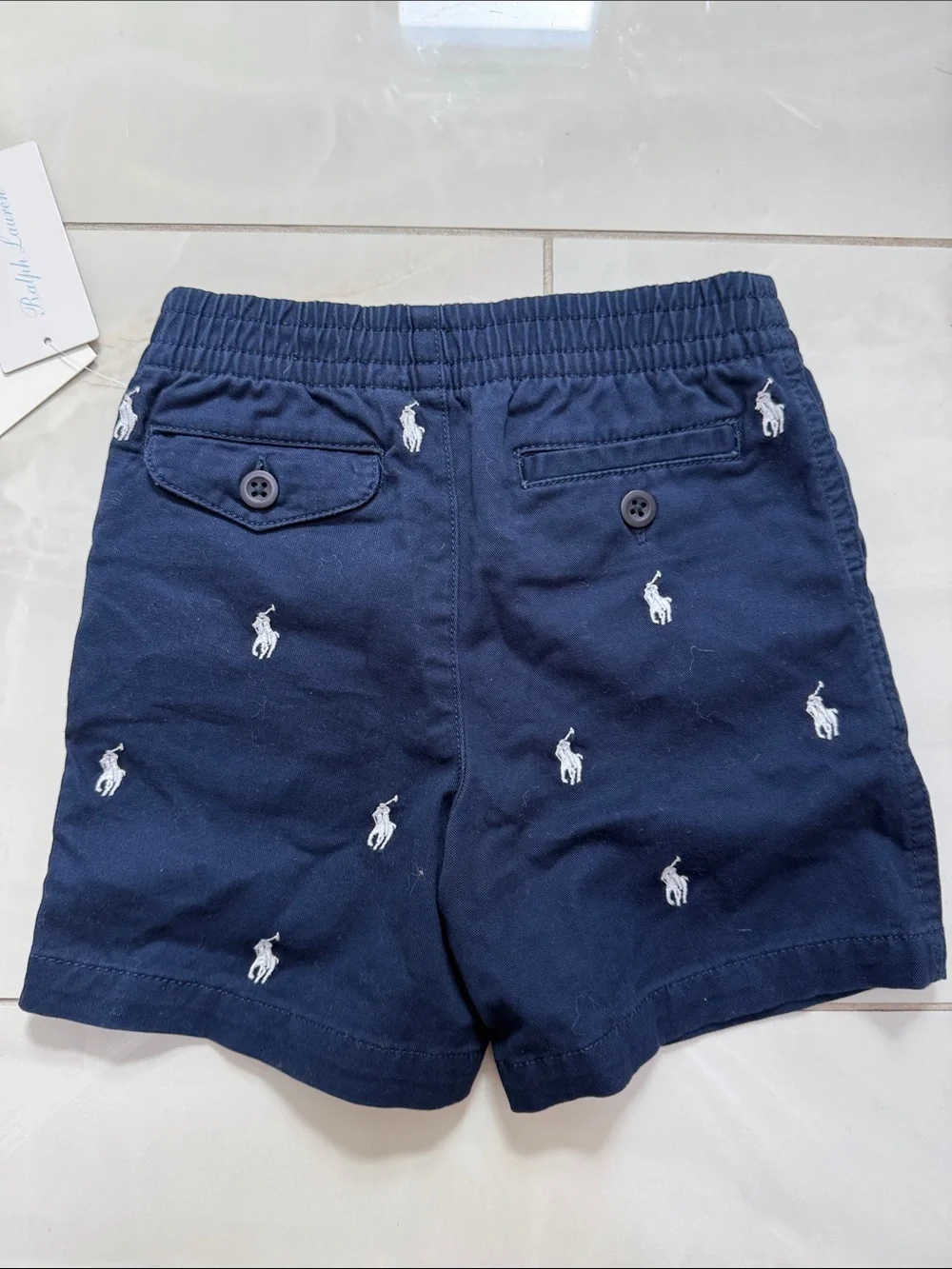NWT Ralph Lauren Navy Embroidered Polo Toddler Shorts